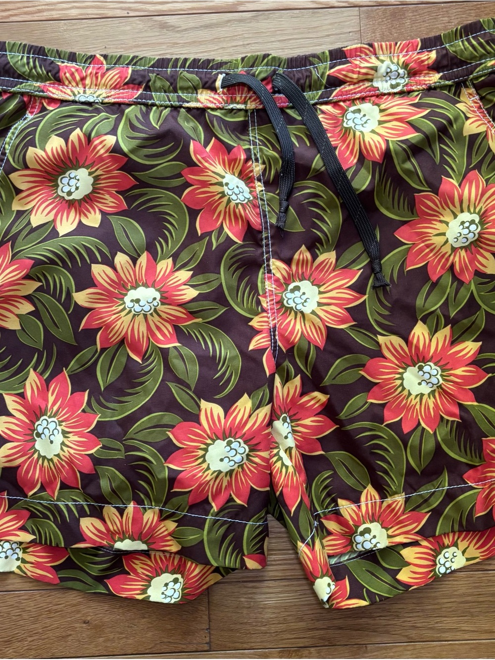 Tommy Bahama Men's‎ Floral Tropical Swim Trunks M Brown Orange Green Lined